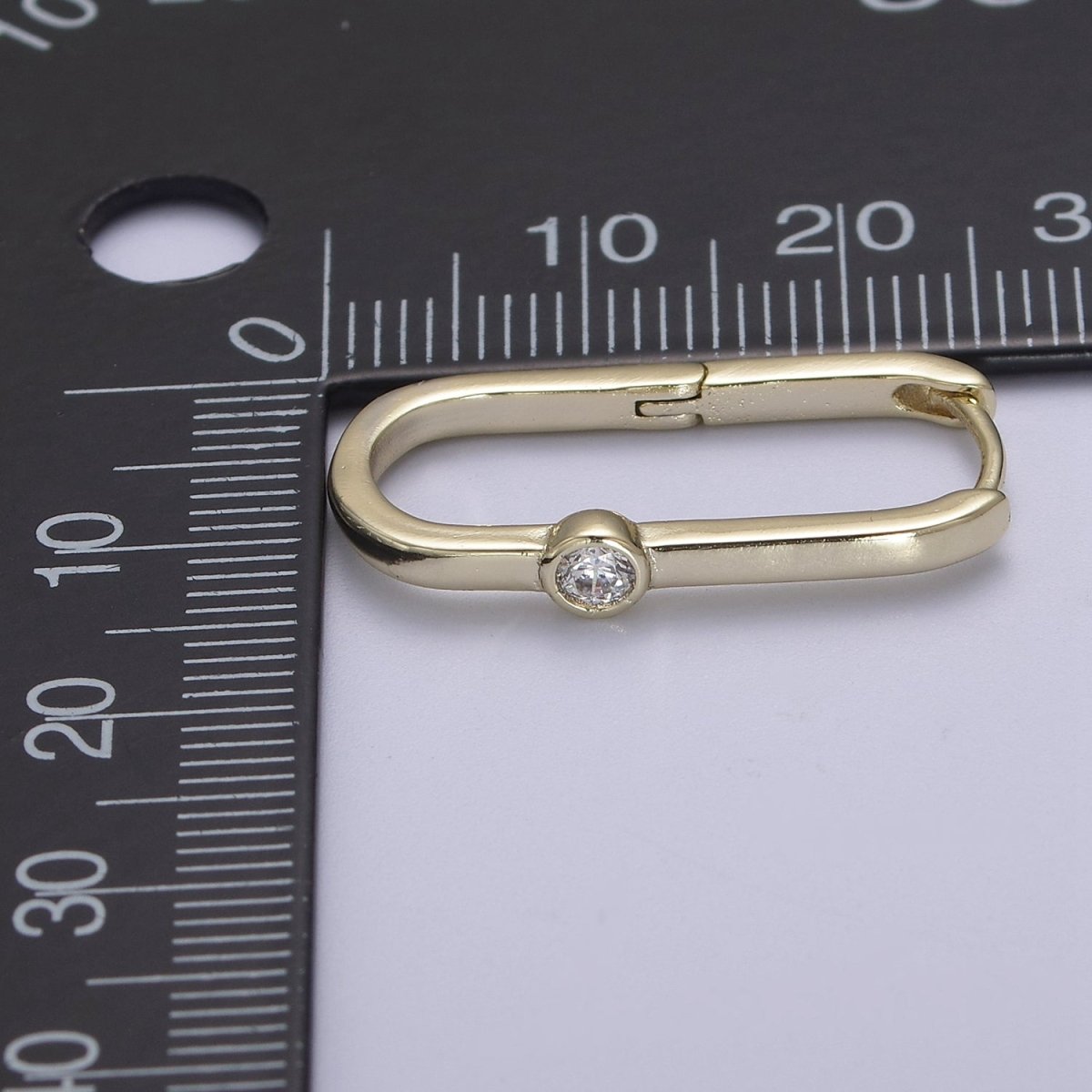 14k Gold Filled Rectangular Hoop Earring Classic Gold Oblong Hoop Earring Minimalist Rectangle Earring V-145 - DLUXCA