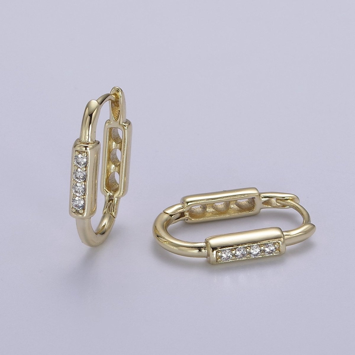 14k Gold Filled Rectangular Hoop Earring Classic Gold Oblong Hoop Earring Minimalist Rectangle Earring V-158 - DLUXCA