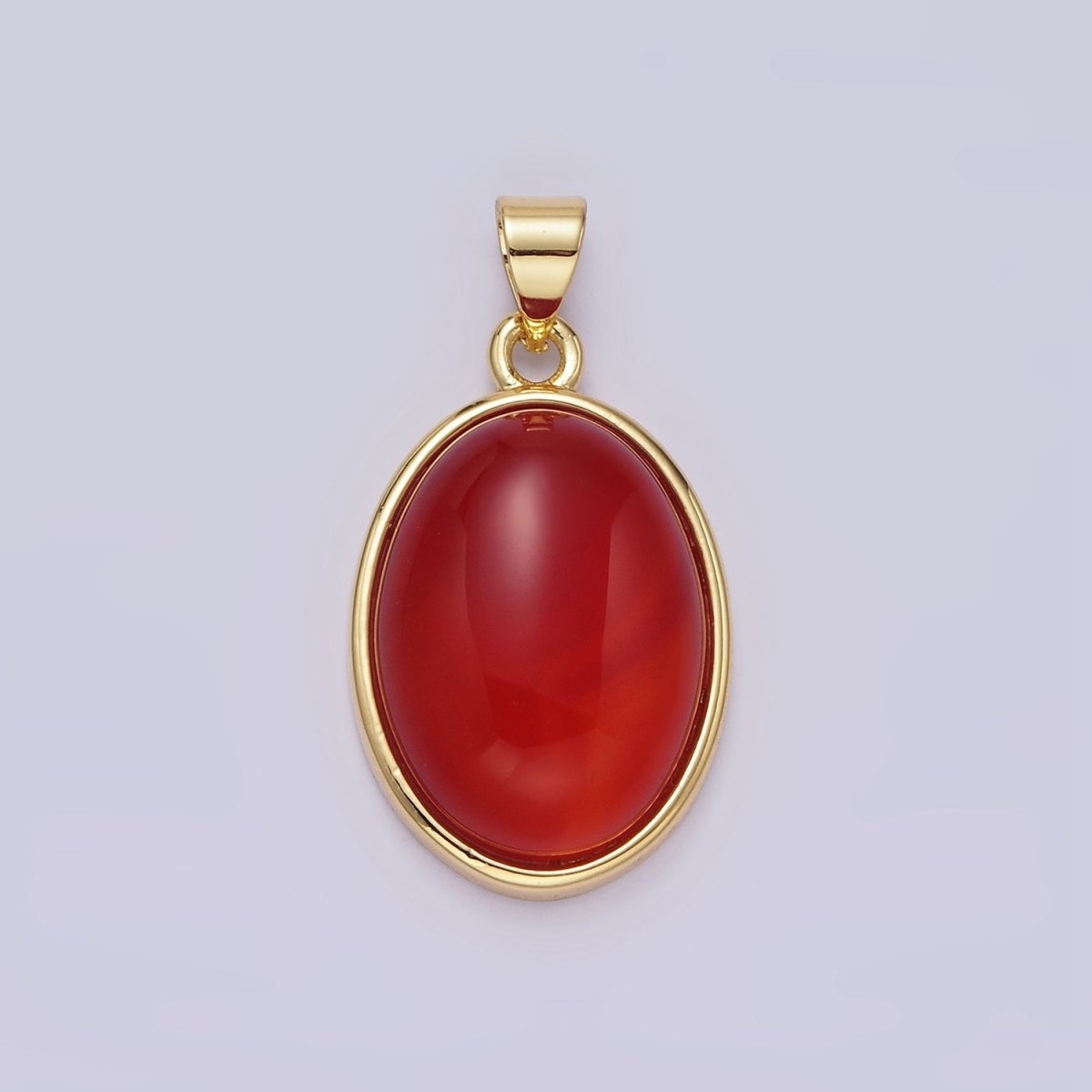 14K Gold Filled Red Carnelian, Labradorite Cabochon Oval Minimalist Pendant | AA-683 AA-684 - DLUXCA