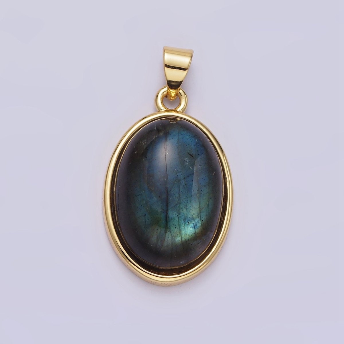 14K Gold Filled Red Carnelian, Labradorite Cabochon Oval Minimalist Pendant | AA-683 AA-684 - DLUXCA