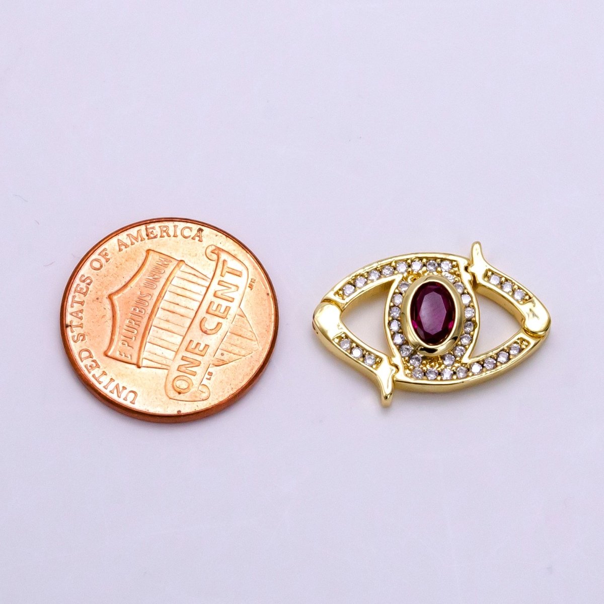 14K Gold Filled Red CZ Micro Paved Interlock Evil Eye Findings | Z734 - DLUXCA
