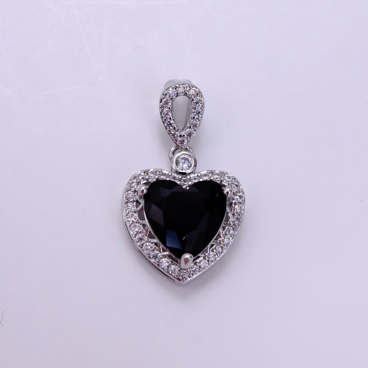 14K Gold Filled Red, Orange, Purple, Blue, Green, Pink, Black Heart Micro Paved CZ Pendant in Gold & Silver | AA1258 - AA1264 - DLUXCA