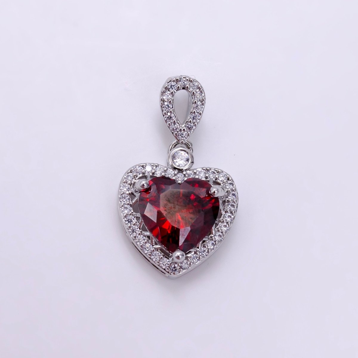 14K Gold Filled Red, Orange, Purple, Blue, Green, Pink, Black Heart Micro Paved CZ Pendant in Gold & Silver | AA1258 - AA1264 - DLUXCA
