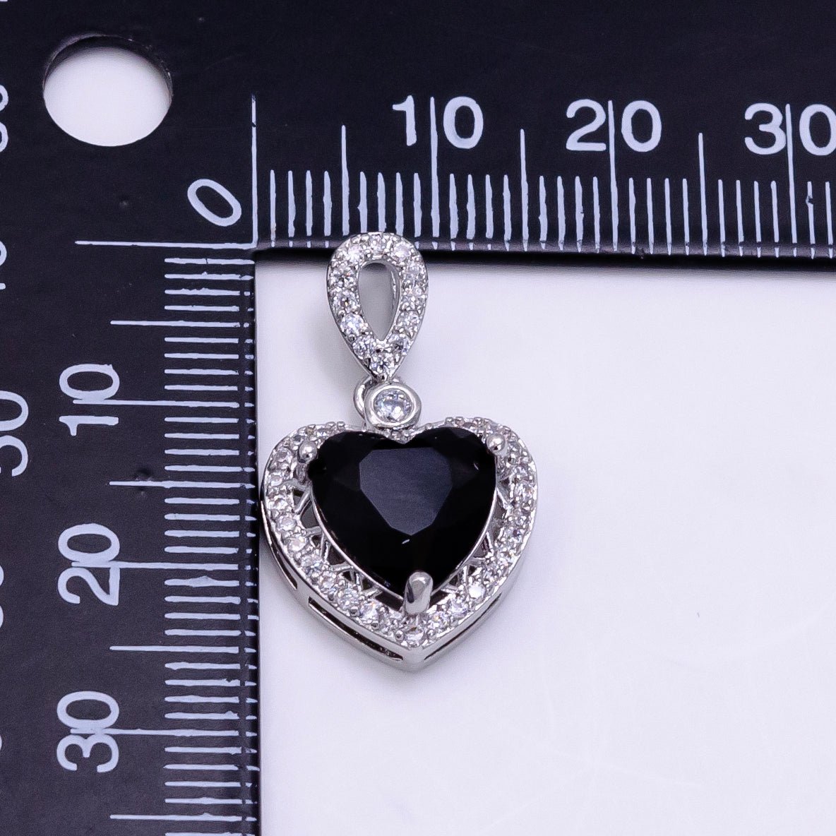 14K Gold Filled Red, Orange, Purple, Blue, Green, Pink, Black Heart Micro Paved CZ Pendant in Gold & Silver | AA1258 - AA1264 - DLUXCA