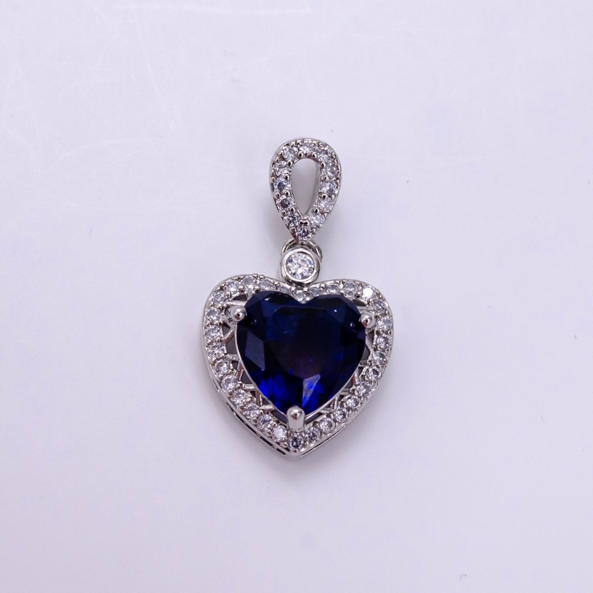 14K Gold Filled Red, Orange, Purple, Blue, Green, Pink, Black Heart Micro Paved CZ Pendant in Gold & Silver | AA1258 - AA1264 - DLUXCA