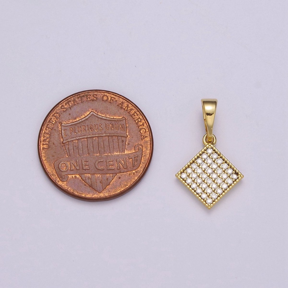 14k gold Filled Rhombus Pendant Dainty Micro Pave Diamond Charm for Necklace Bracelet Earring N-1409 - DLUXCA
