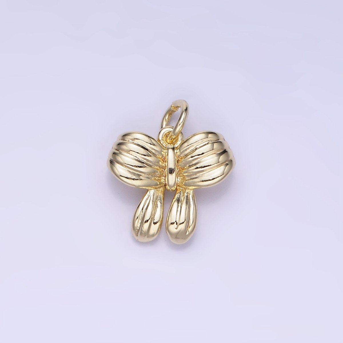 14K Gold Filled Ribbon Bow Lined Minimalist Mini Charm | AG668 - DLUXCA