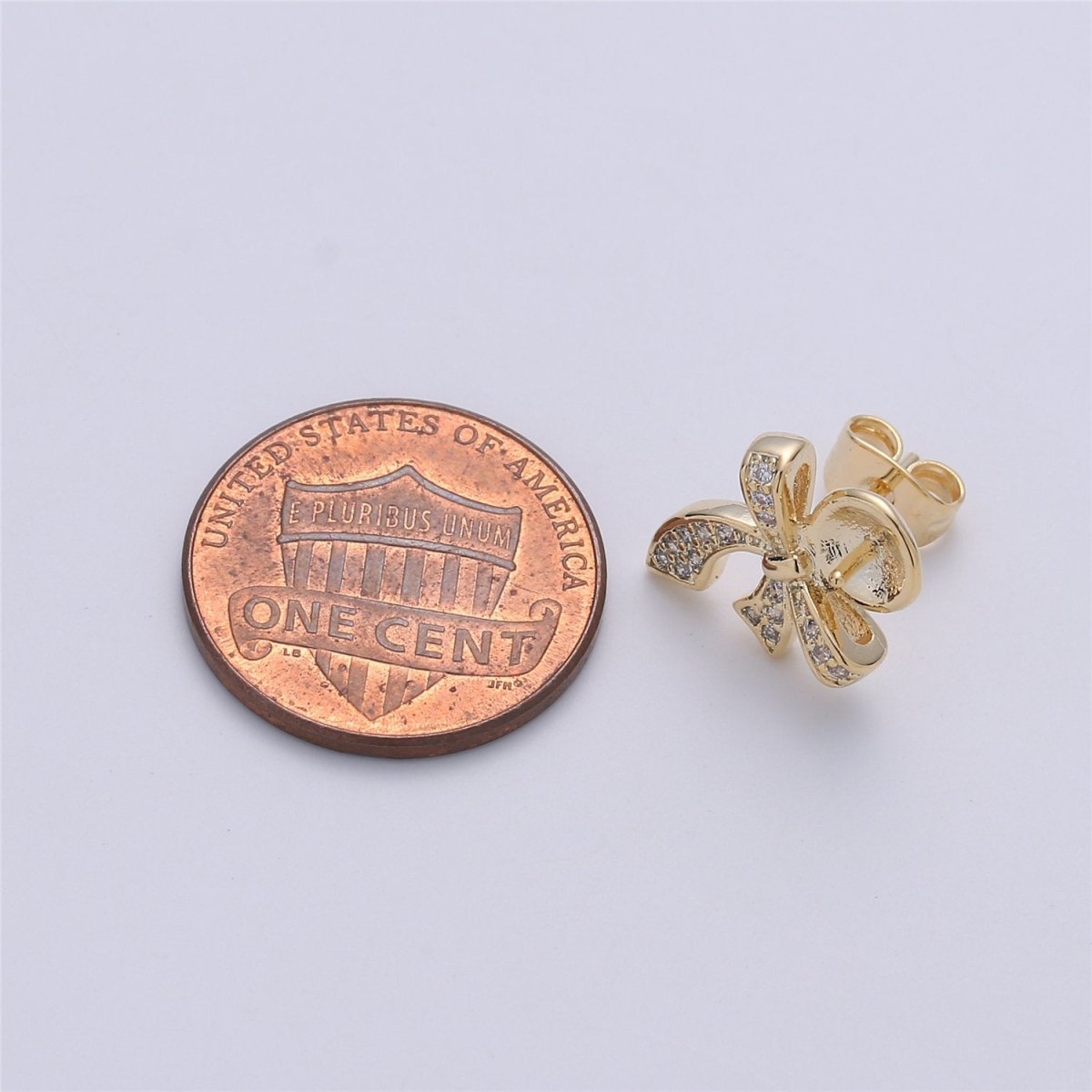 14K Gold Filled Ribbon Ear Posts Pearl Post Earring Mountings with open ring Earring Backs Included, Earring components K-414 - DLUXCA