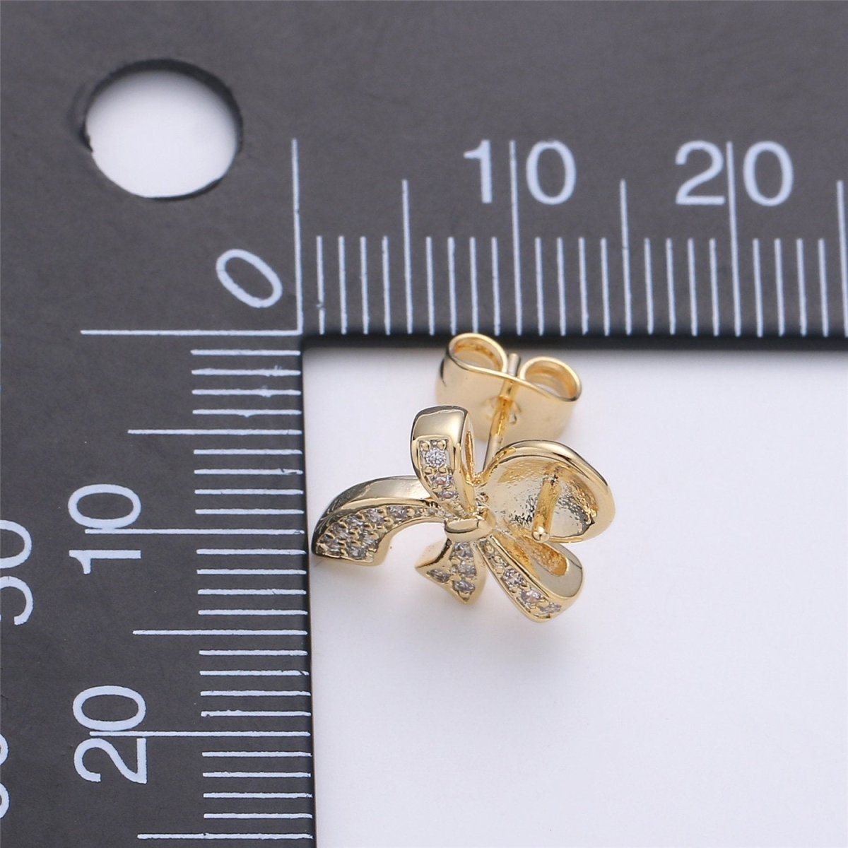 14K Gold Filled Ribbon Ear Posts Pearl Post Earring Mountings with open ring Earring Backs Included, Earring components K-414 - DLUXCA