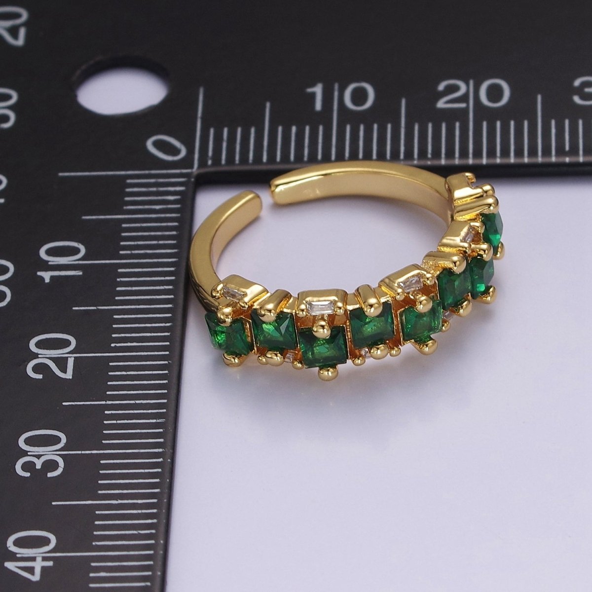 14K Gold Filled Ring Square Stone Dainty Marquise Minimalist CZ Gold Ring Open Adjustable Colorful Jewelry O-2083 ~O-2088 - DLUXCA