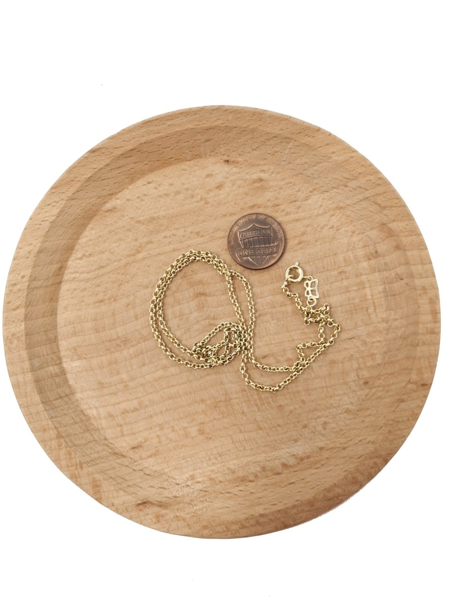 14K Gold Filled Rolo Chain Necklace, 17.7 inch Rolo Finished Chain For Jewelry Making, Dainty 1.5mm Rolo Necklace w/Spring Ring | CN-541 - DLUXCA