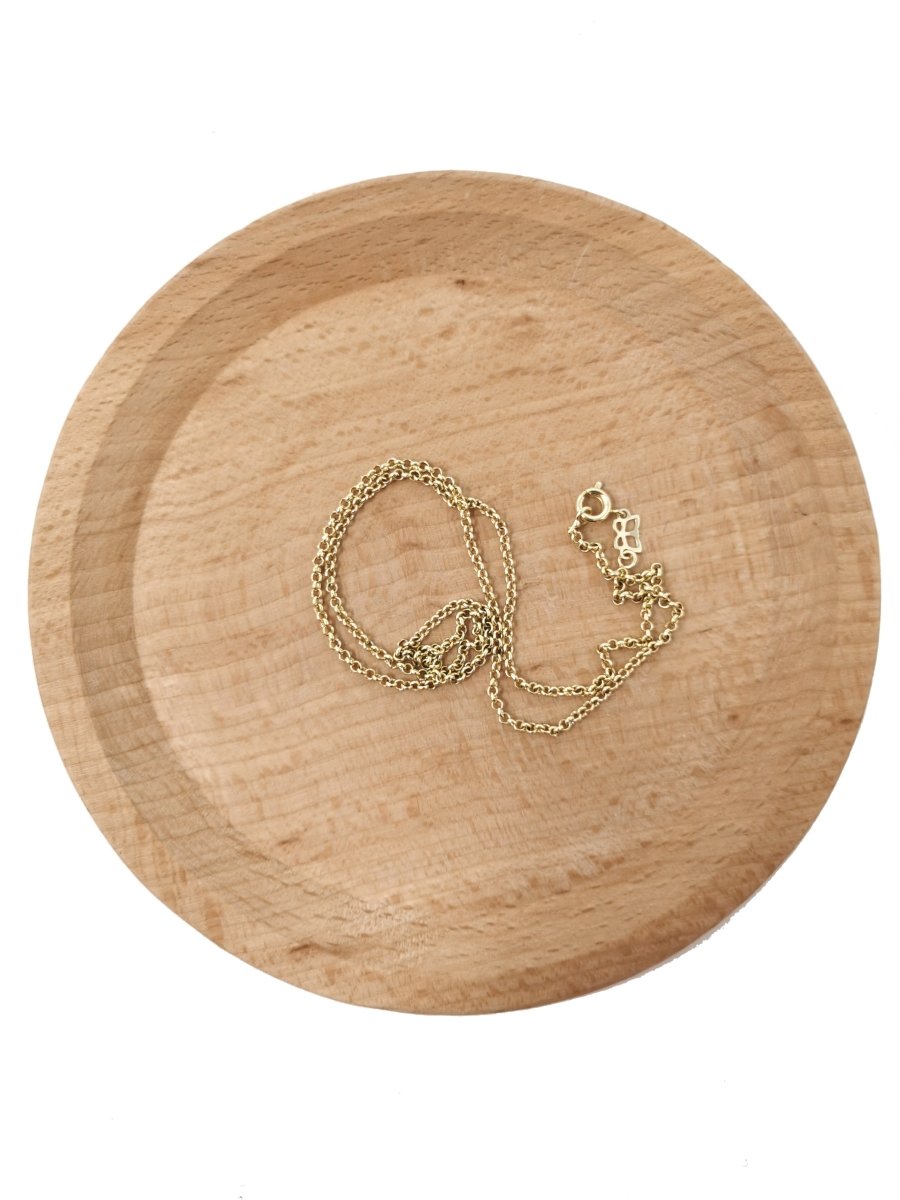 14K Gold Filled Rolo Chain Necklace, 17.7 inch Rolo Finished Chain For Jewelry Making, Dainty 1.5mm Rolo Necklace w/Spring Ring | CN-541 - DLUXCA