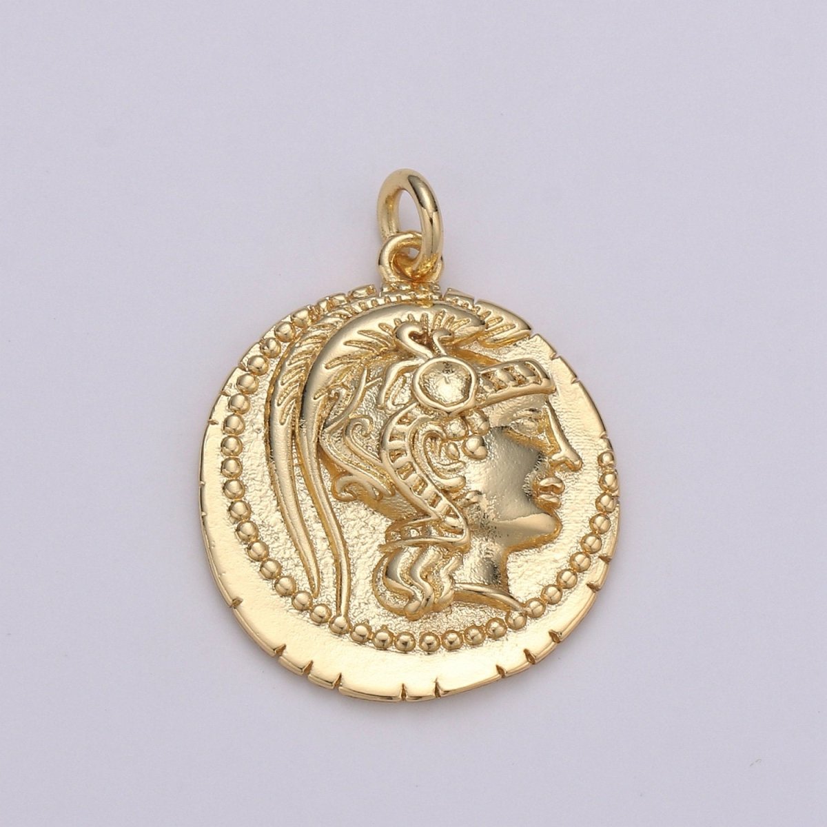 14k Gold Filled Roman Gold Coin Pendant, Greek Warrior Heracles Coin Pendant, Earing DIY, Warrior Coin Pendant, Hercules coin Pendant D-147 - DLUXCA