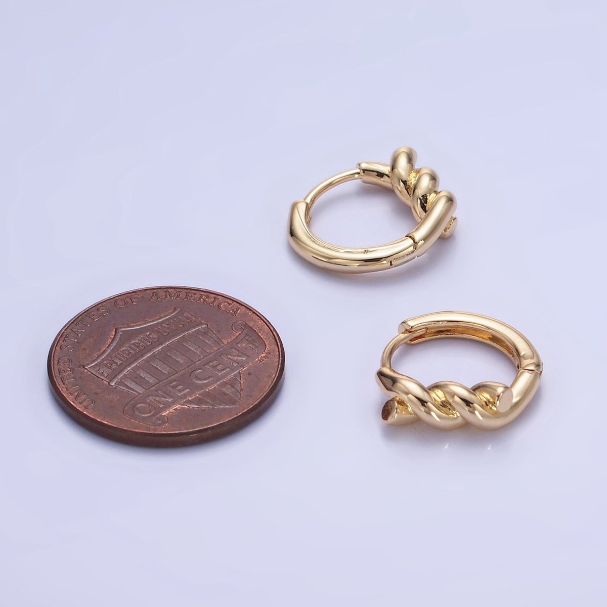 14K Gold Filled Rope Croissant Cartilage Huggie Earrings in Gold & Silver | AB1364 AB1365 - DLUXCA