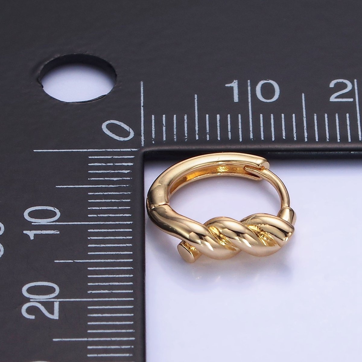 14K Gold Filled Rope Croissant Cartilage Huggie Earrings in Gold & Silver | AB1364 AB1365 - DLUXCA