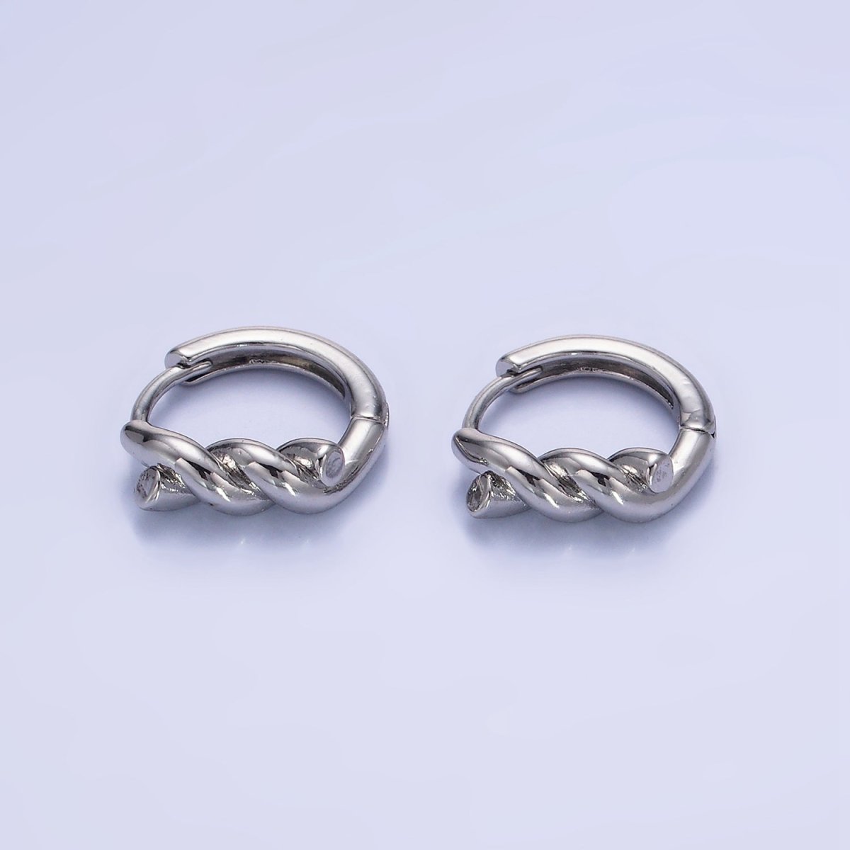 14K Gold Filled Rope Croissant Cartilage Huggie Earrings in Gold & Silver | AB1364 AB1365 - DLUXCA