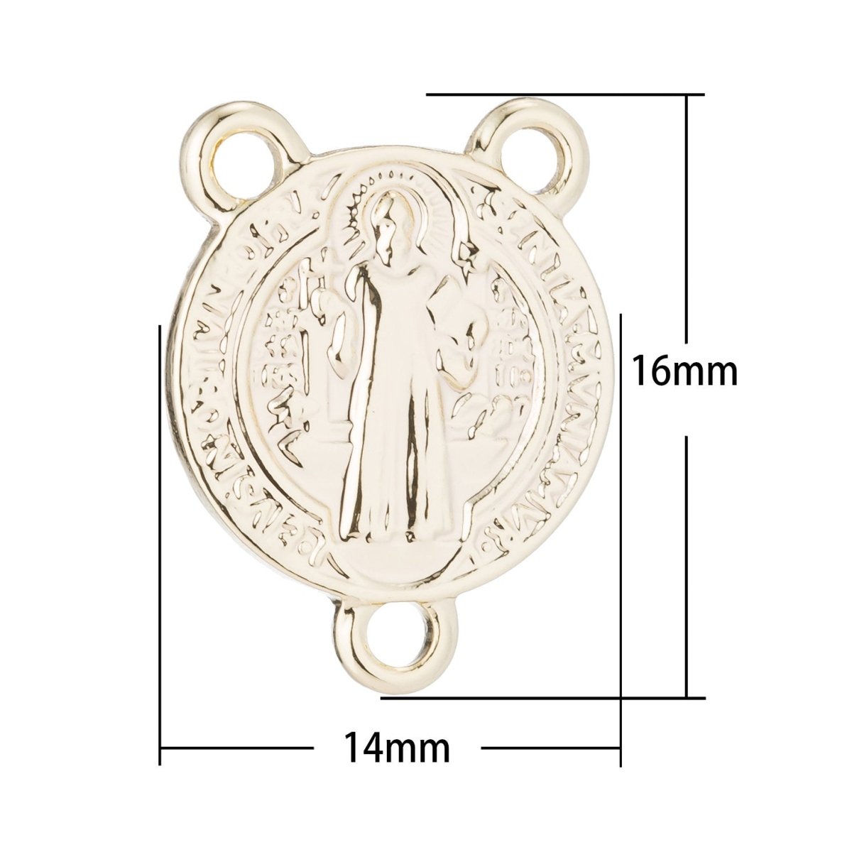 14K Gold Filled Rosary Center Piece Part, Cross, Double Sided, Rosary Making Supply, Necklace Pendant, Findings for Jewelry Making F-193 - DLUXCA