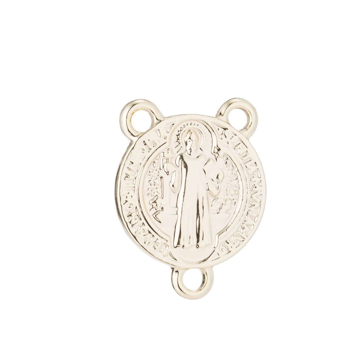 14K Gold Filled Rosary Center Piece Part, Cross, Double Sided, Rosary Making Supply, Necklace Pendant, Findings for Jewelry Making F-193 - DLUXCA