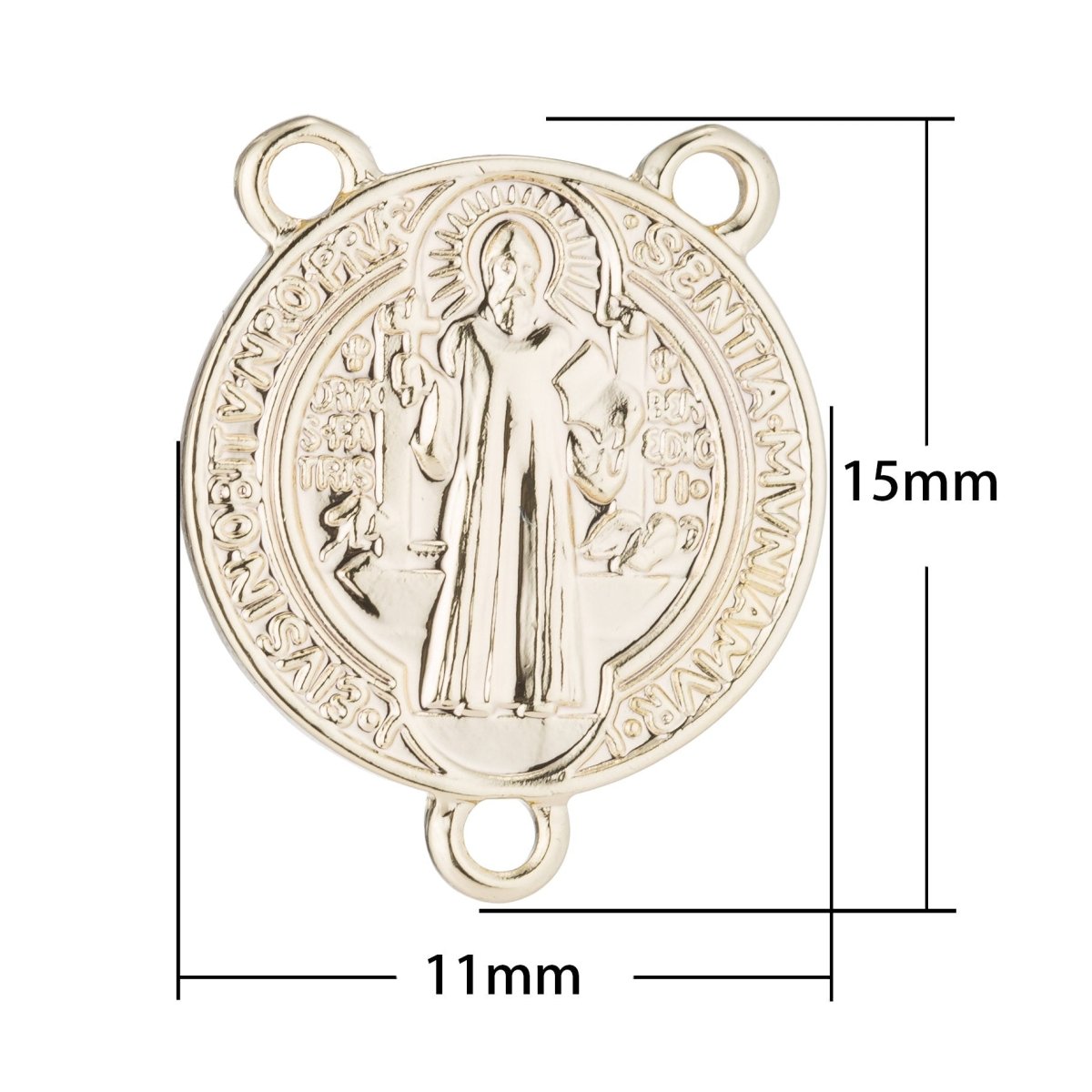 14K Gold Filled Rosary Centerpiece, Double Sided, Cross, Immaculate Heart, Rosary Making, Necklace Pendant, Findings for Jewelry Making F-188 - DLUXCA