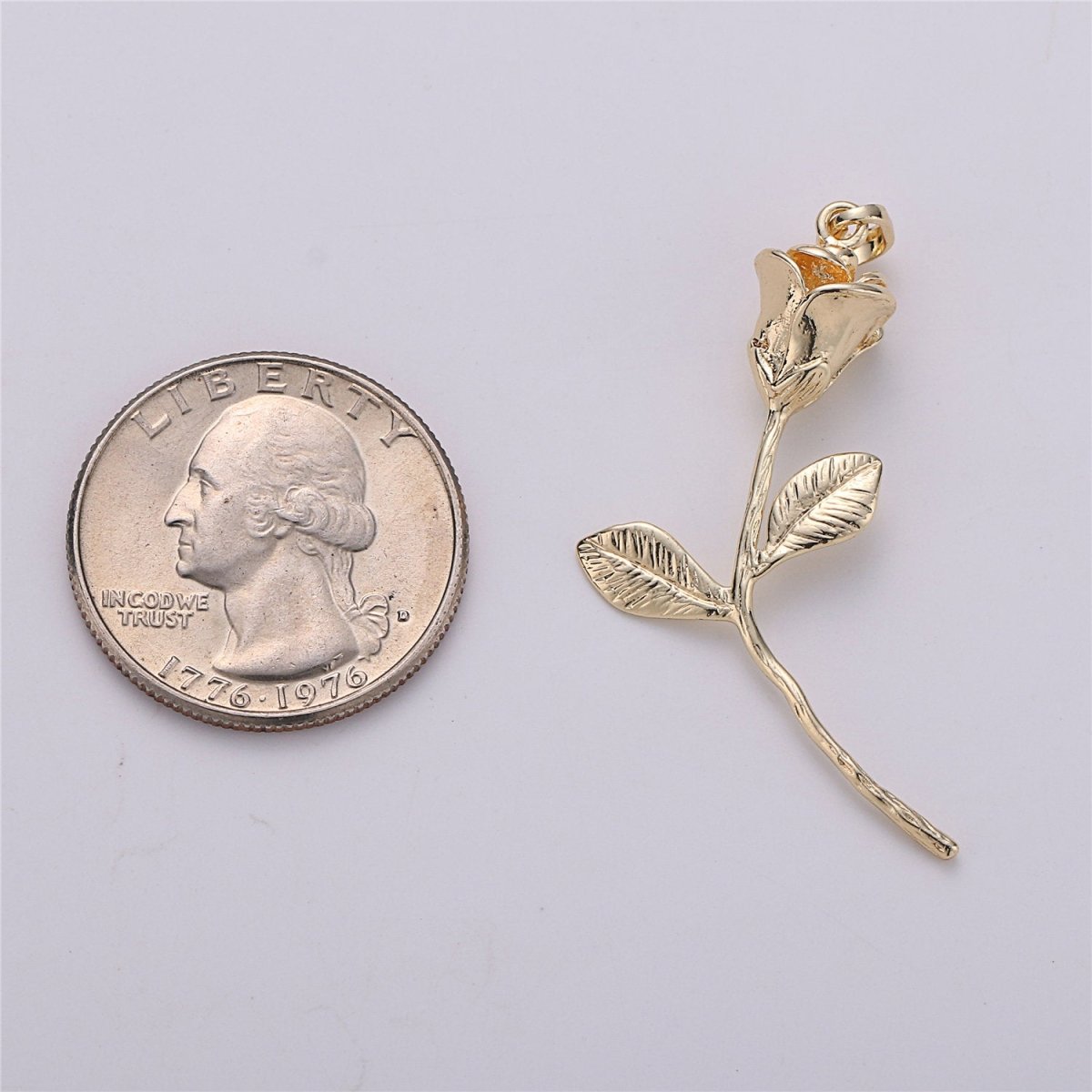 14k Gold Filled rose pendant Gold Rose Pendant Rose Charm Gold Rose Pendant Charm Necklace Gold Little Rose Necklace Rose Flower Pendant I-050 - DLUXCA