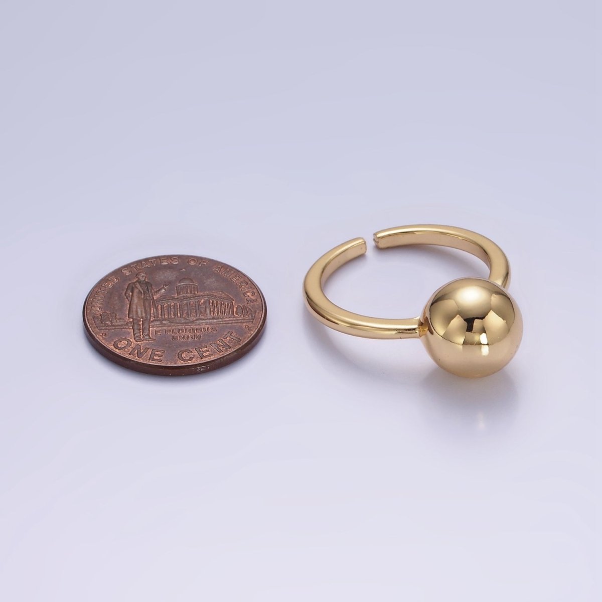 14K Gold Filled Round Bead Bubble Minimalist Solitaire Ring | O1259 - DLUXCA