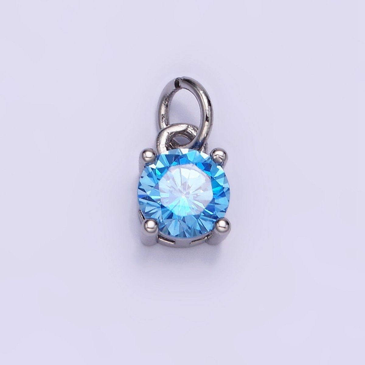 14K Gold Filled Round Birthstone CZ Solitaire Charm in Gold & Silver | W509 - W520 - DLUXCA