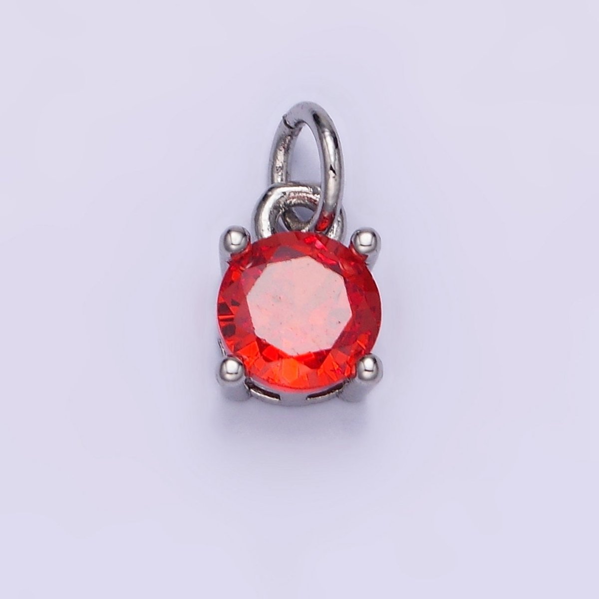 14K Gold Filled Round Birthstone CZ Solitaire Charm in Gold & Silver | W509 - W520 - DLUXCA