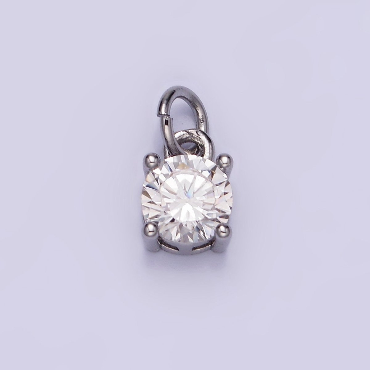 14K Gold Filled Round Birthstone CZ Solitaire Charm in Gold & Silver | W509 - W520 - DLUXCA