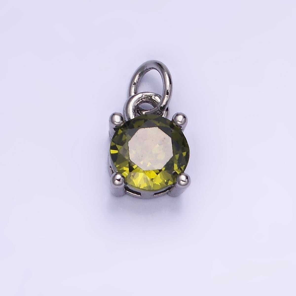 14K Gold Filled Round Birthstone CZ Solitaire Charm in Gold & Silver | W509 - W520 - DLUXCA