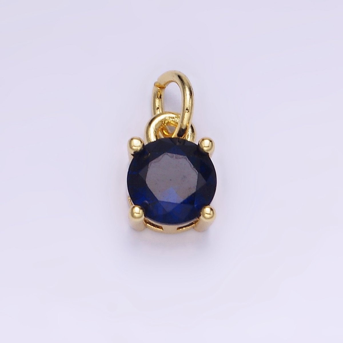 14K Gold Filled Round Birthstone CZ Solitaire Charm in Gold & Silver | W509 - W520 - DLUXCA