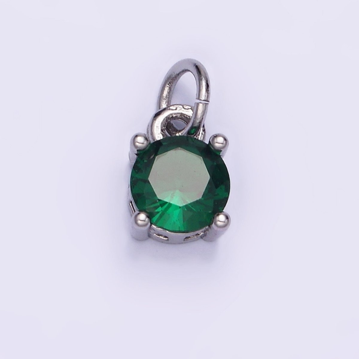 14K Gold Filled Round Birthstone CZ Solitaire Charm in Gold & Silver | W509 - W520 - DLUXCA