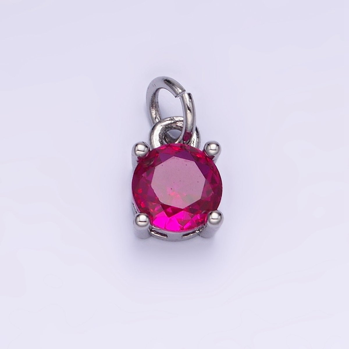 14K Gold Filled Round Birthstone CZ Solitaire Charm in Gold & Silver | W509 - W520 - DLUXCA