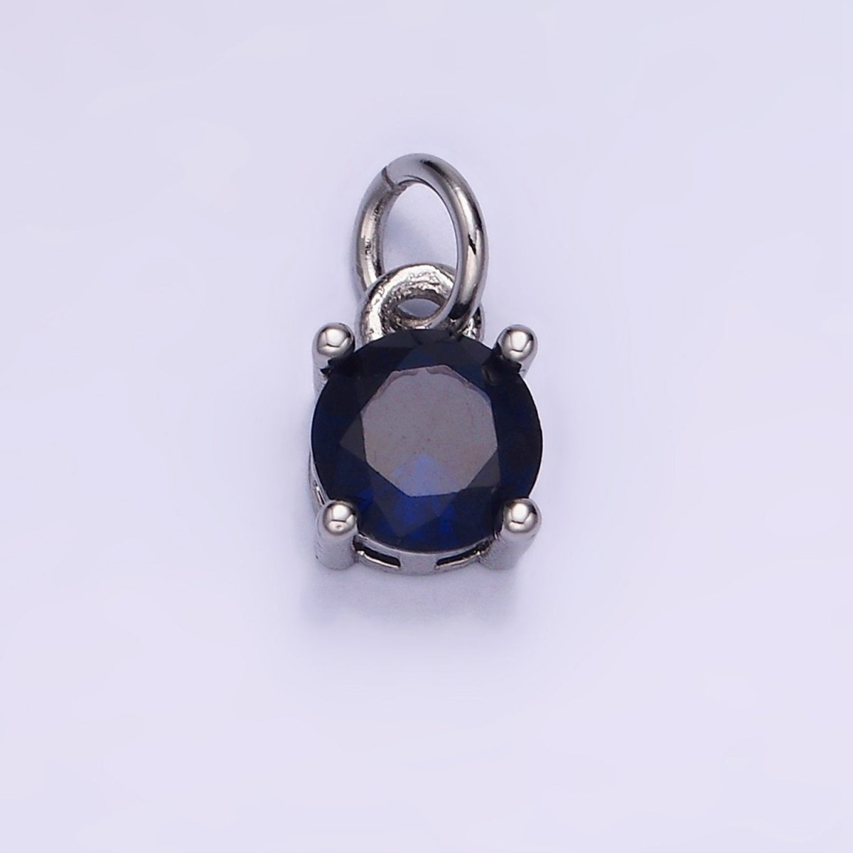 14K Gold Filled Round Birthstone CZ Solitaire Charm in Gold & Silver | W509 - W520 - DLUXCA