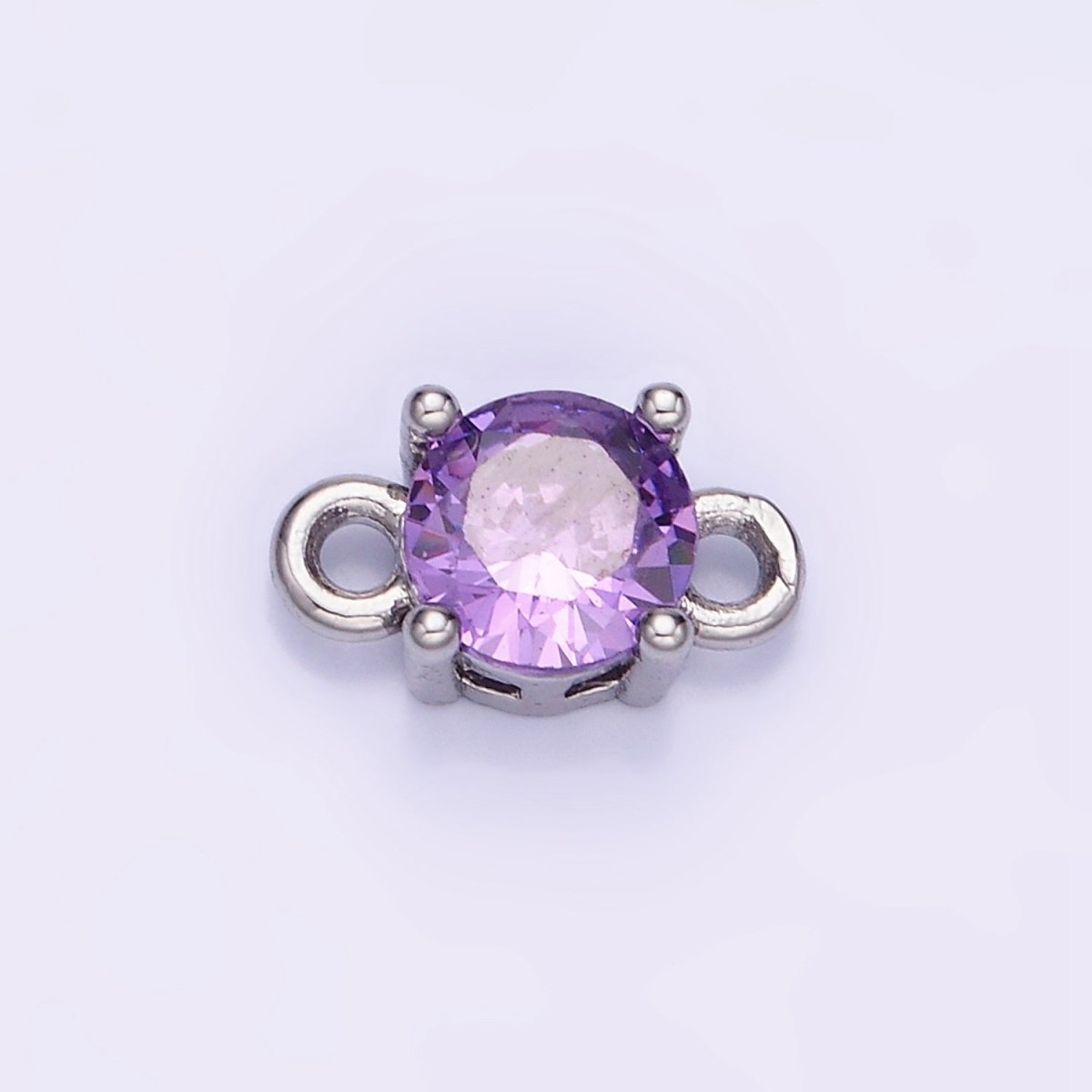 14K Gold Filled Round Birthstone CZ Solitaire Connector in Gold & Silver | G297 - G308 - DLUXCA