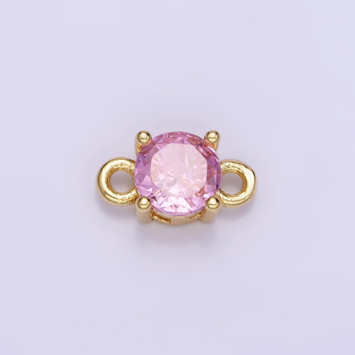 14K Gold Filled Round Birthstone CZ Solitaire Connector in Gold & Silver | G297 - G308 - DLUXCA