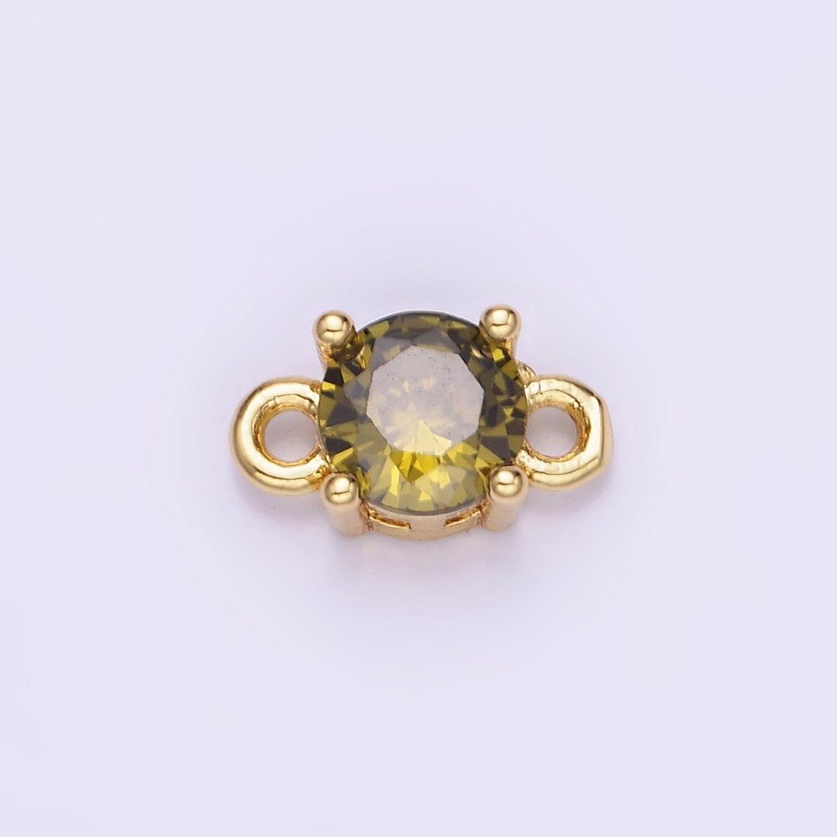 14K Gold Filled Round Birthstone CZ Solitaire Connector in Gold & Silver | G297 - G308 - DLUXCA