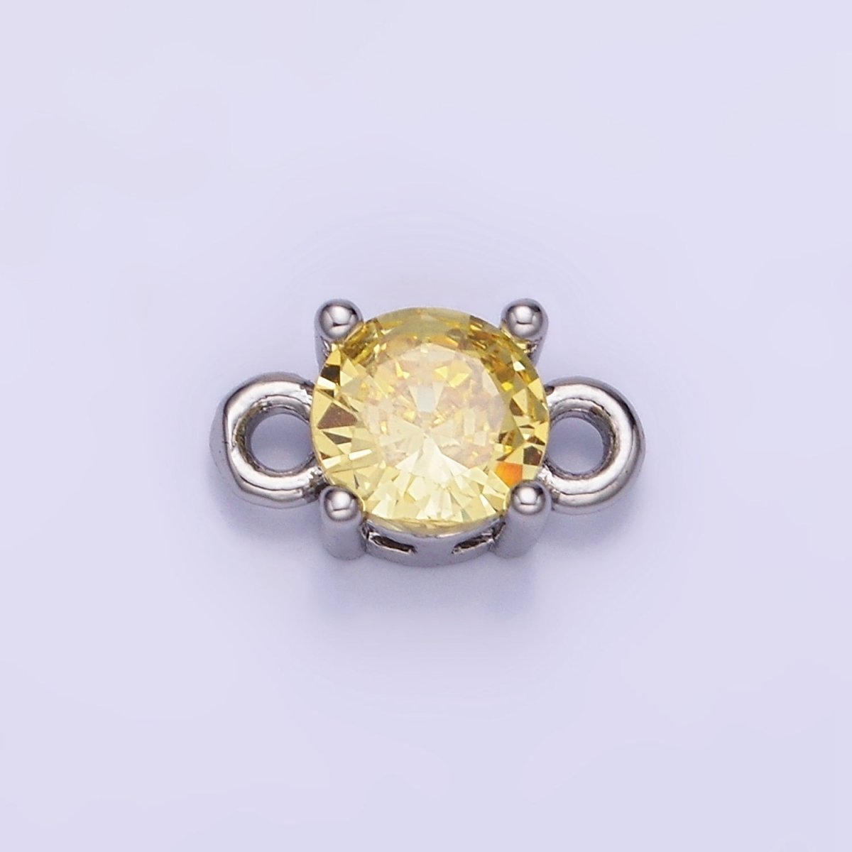 14K Gold Filled Round Birthstone CZ Solitaire Connector in Gold & Silver | G297 - G308 - DLUXCA