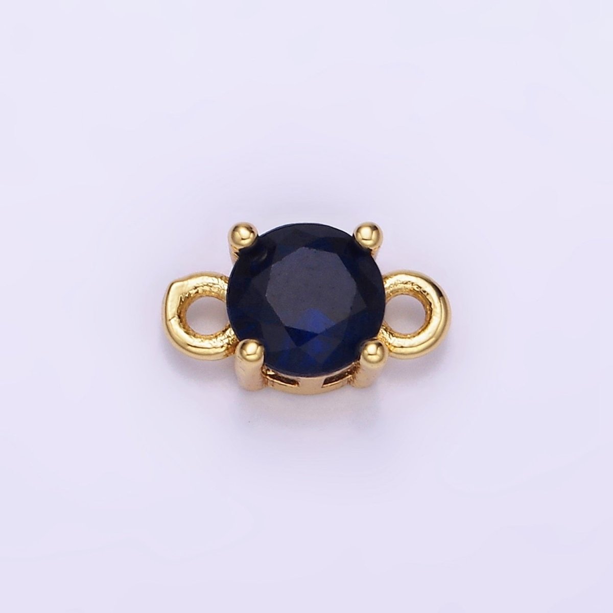 14K Gold Filled Round Birthstone CZ Solitaire Connector in Gold & Silver | G297 - G308 - DLUXCA