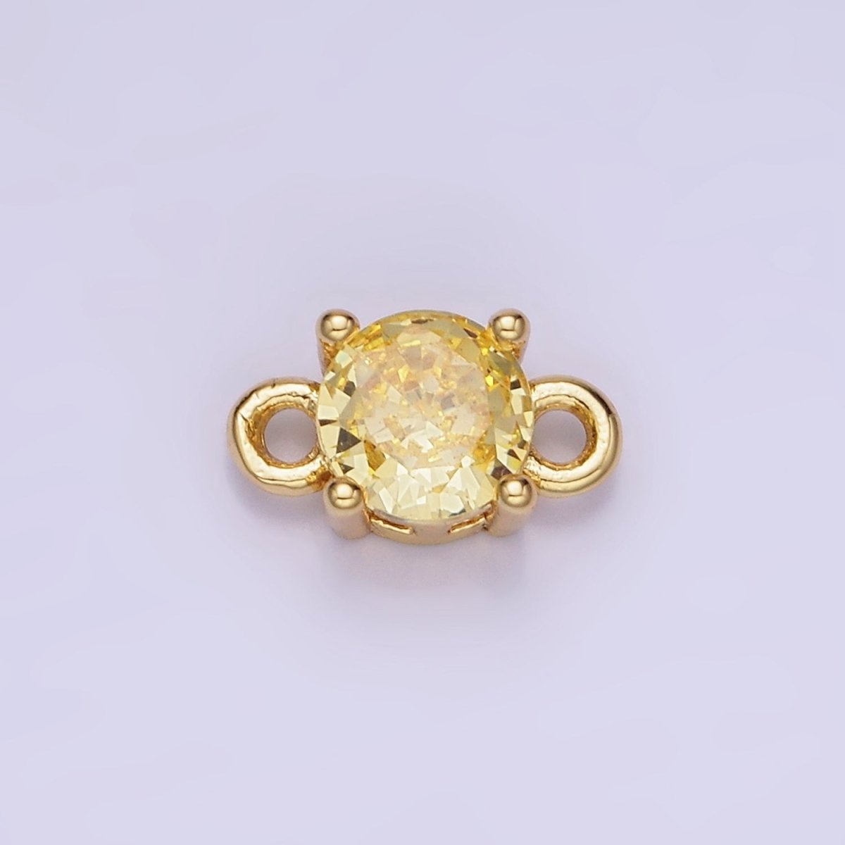 14K Gold Filled Round Birthstone CZ Solitaire Connector in Gold & Silver | G297 - G308 - DLUXCA