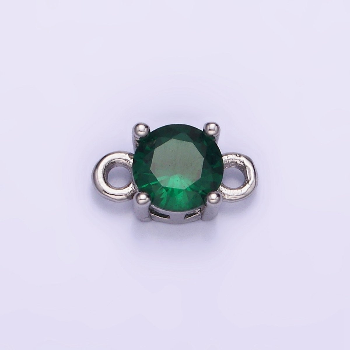 14K Gold Filled Round Birthstone CZ Solitaire Connector in Gold & Silver | G297 - G308 - DLUXCA