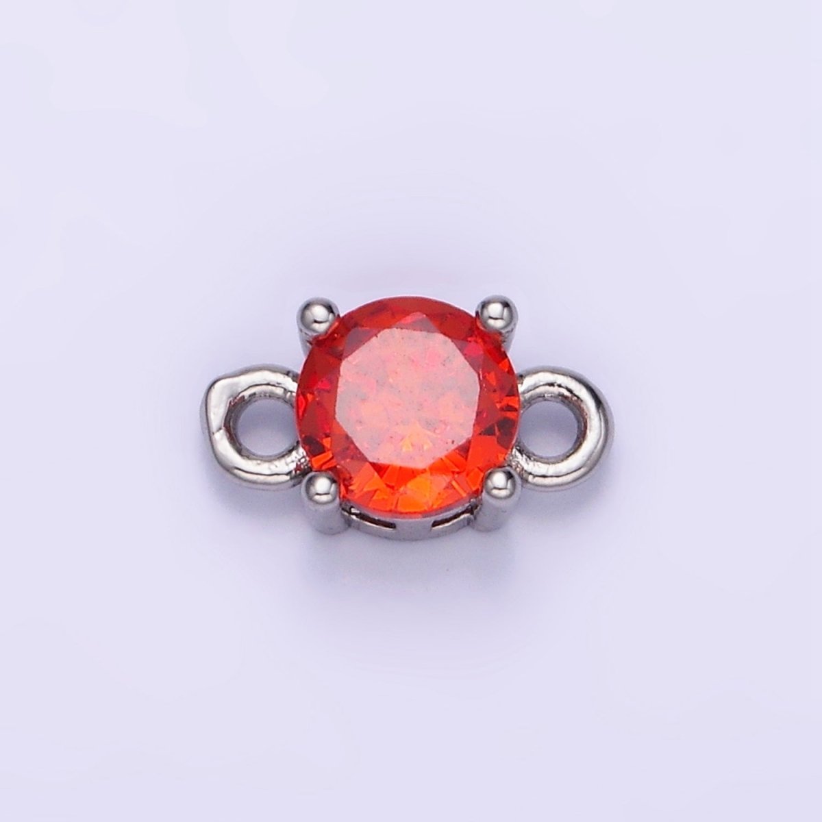 14K Gold Filled Round Birthstone CZ Solitaire Connector in Gold & Silver | G297 - G308 - DLUXCA