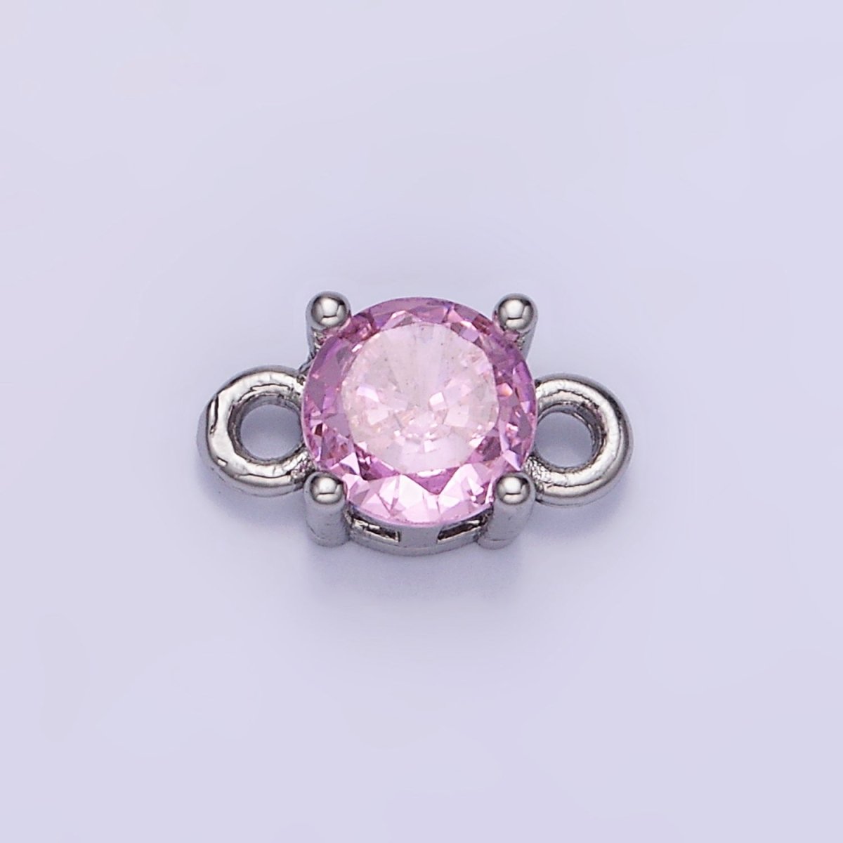 14K Gold Filled Round Birthstone CZ Solitaire Connector in Gold & Silver | G297 - G308 - DLUXCA