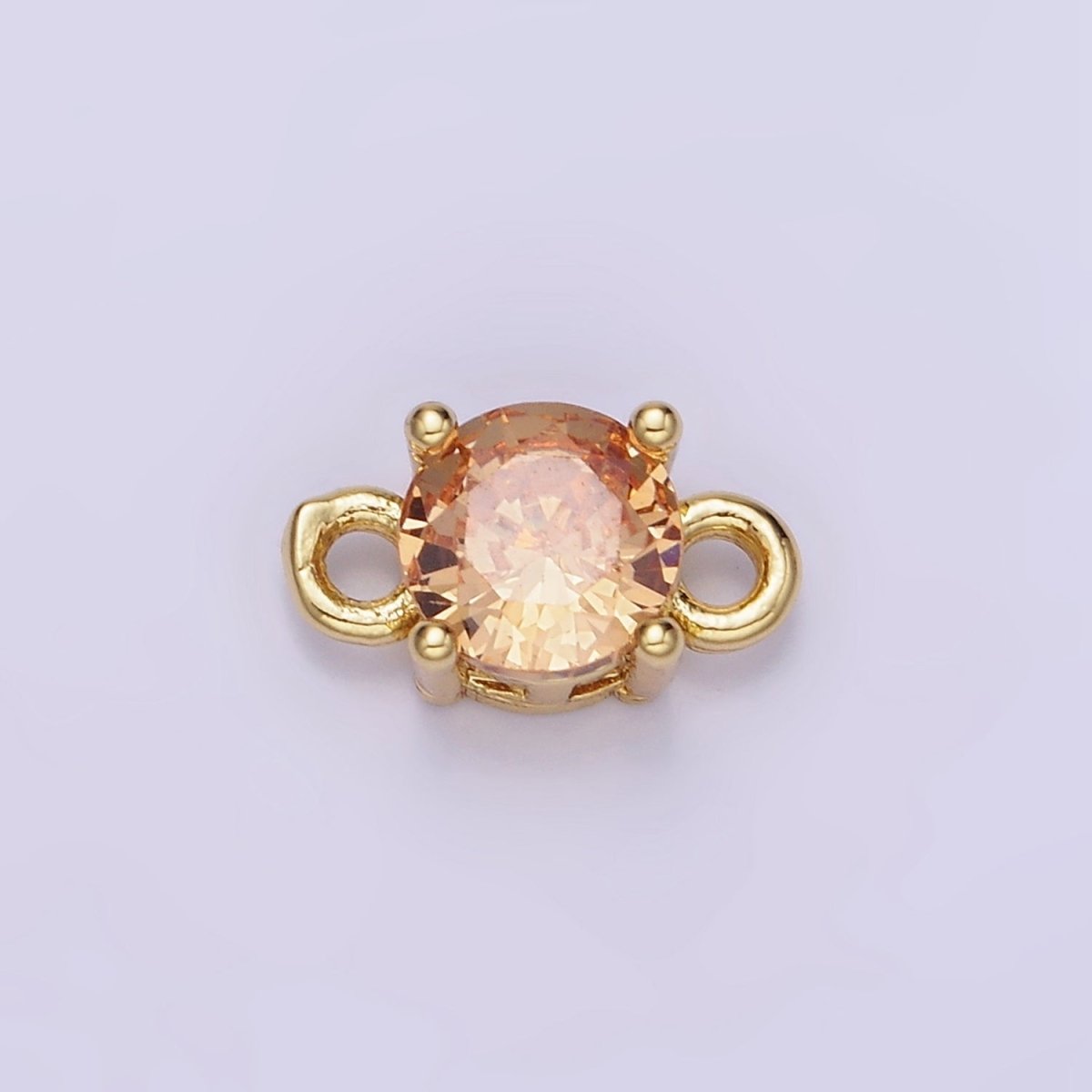 14K Gold Filled Round Birthstone CZ Solitaire Connector in Gold & Silver | G297 - G308 - DLUXCA