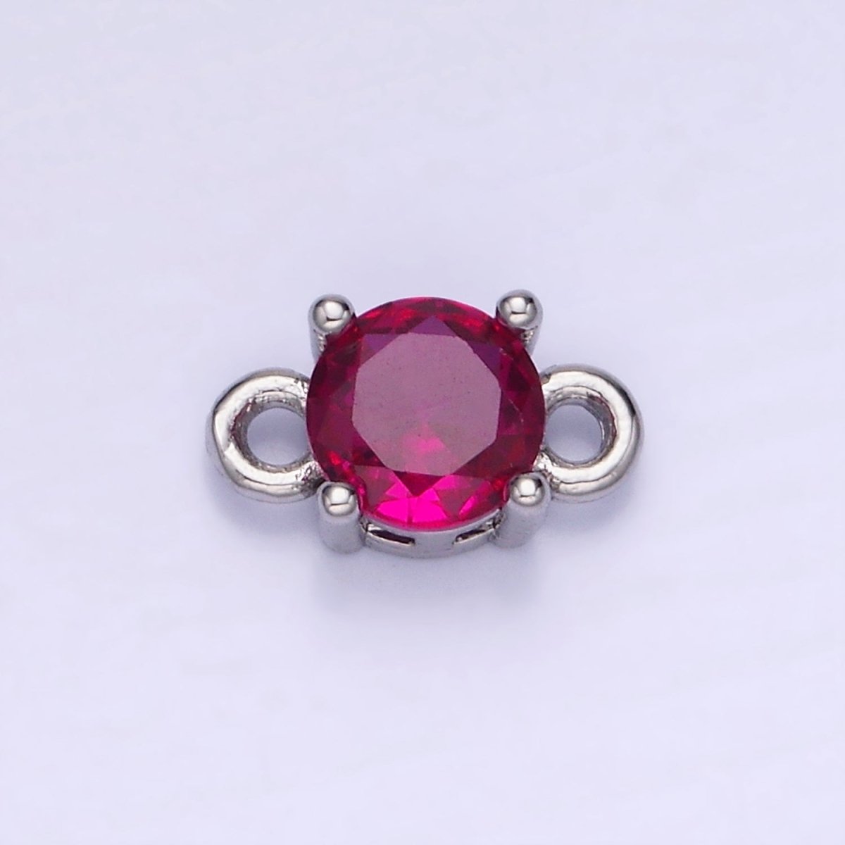 14K Gold Filled Round Birthstone CZ Solitaire Connector in Gold & Silver | G297 - G308 - DLUXCA