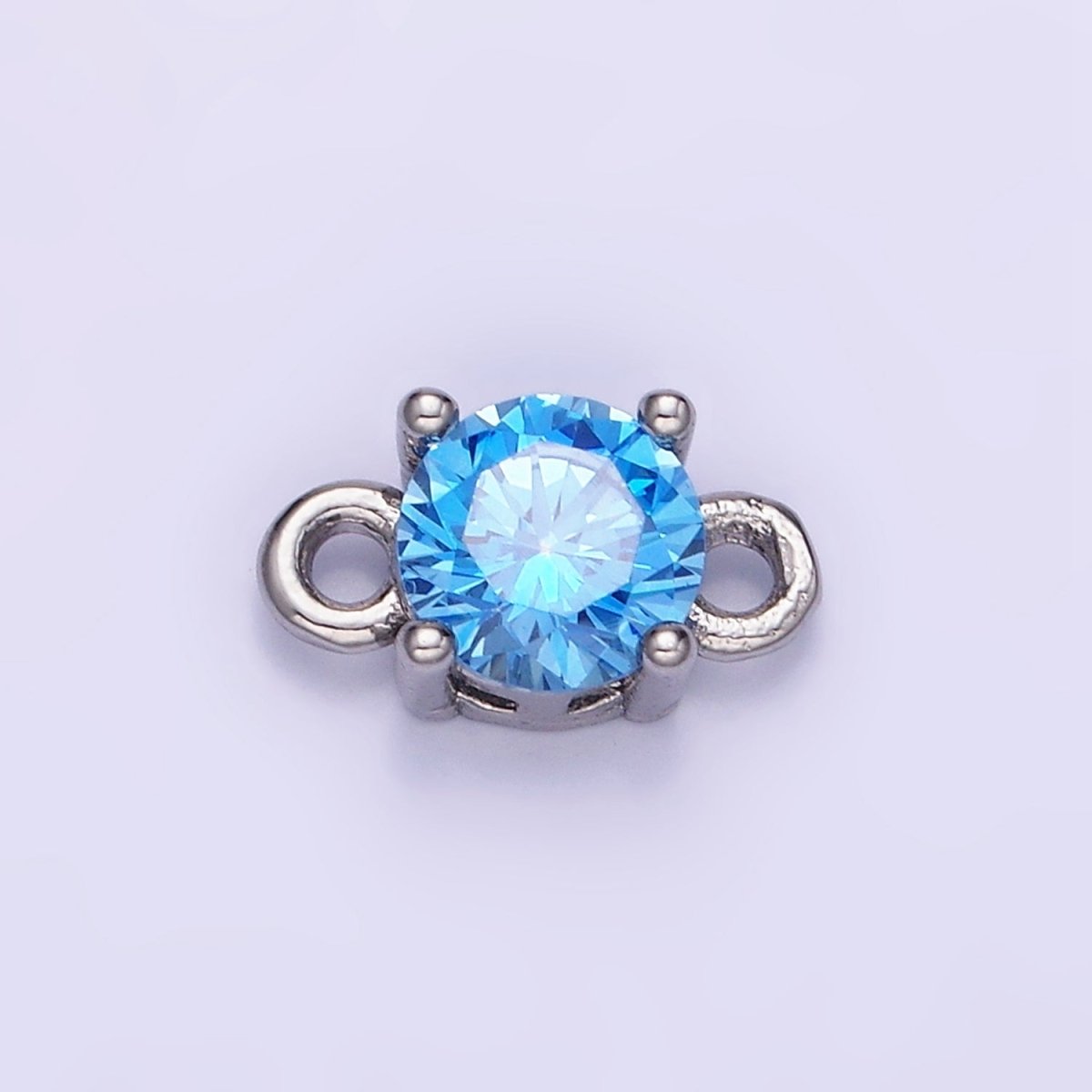 14K Gold Filled Round Birthstone CZ Solitaire Connector in Gold & Silver | G297 - G308 - DLUXCA