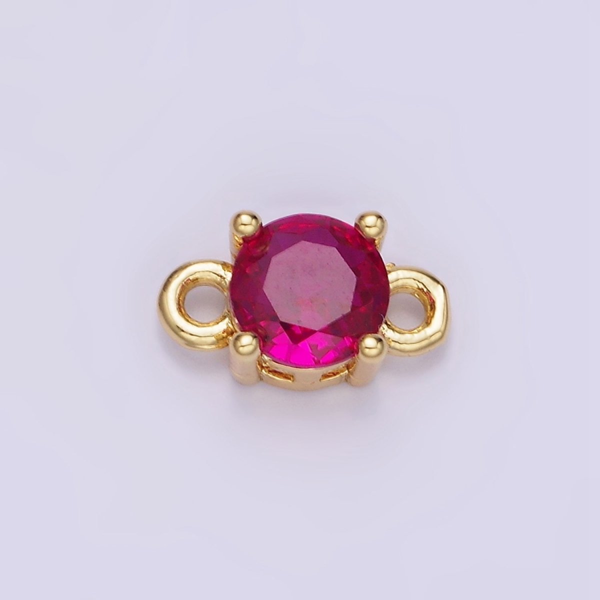 14K Gold Filled Round Birthstone CZ Solitaire Connector in Gold & Silver | G297 - G308 - DLUXCA