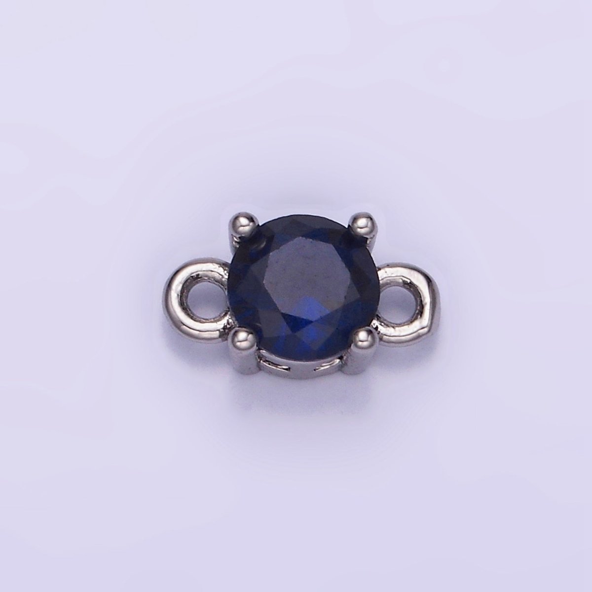 14K Gold Filled Round Birthstone CZ Solitaire Connector in Gold & Silver | G297 - G308 - DLUXCA