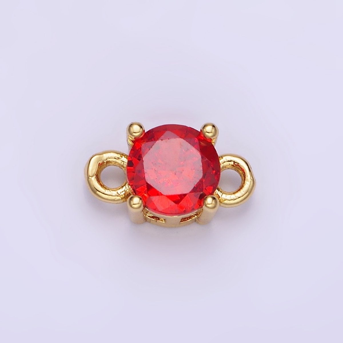 14K Gold Filled Round Birthstone CZ Solitaire Connector in Gold & Silver | G297 - G308 - DLUXCA