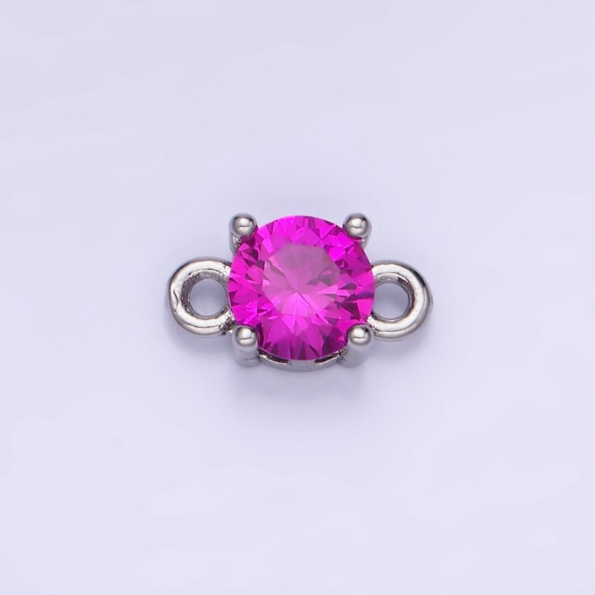 14K Gold Filled Round Birthstone CZ Solitaire Connector in Gold & Silver | G297 - G308 - DLUXCA