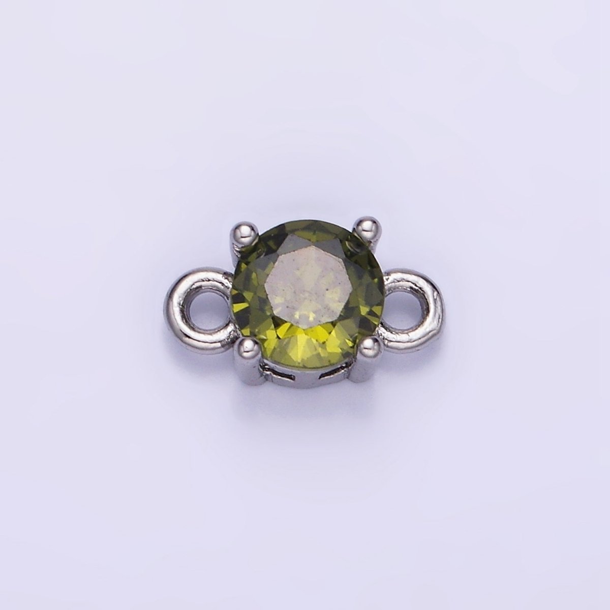 14K Gold Filled Round Birthstone CZ Solitaire Connector in Gold & Silver | G297 - G308 - DLUXCA